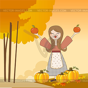 Autumn girl - vector image