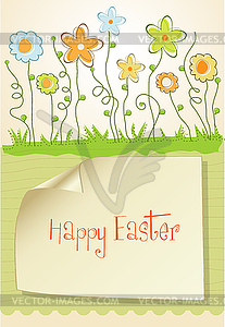 Easter greeting card with spring flowers - vector EPS clipart