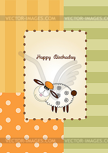 Cute baby shower card with sheep - vector clip art