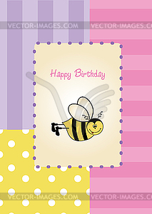 Baby shower card with funny little bee - vector image