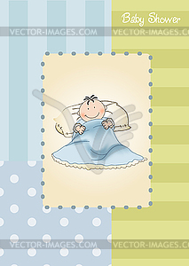 New baby announcement card with little baby - vector clip art