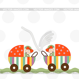 Baby twins announcement card - vector clip art