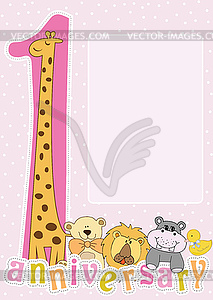 First birthday card - vector clipart