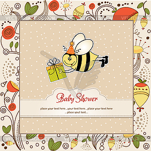 Birthday card with bee - vector image