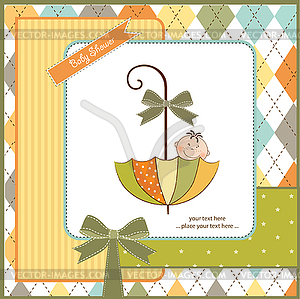 Baby shower card with umbrella - vector image