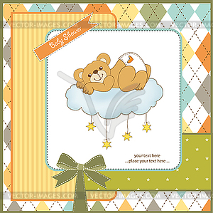 Baby shower card with sleepy teddy bear - vector EPS clipart