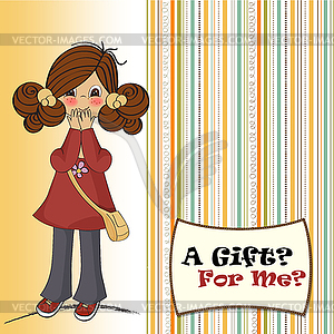 Young girl surprised - vector clipart