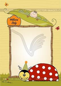 Happy birthday card with ladybug - vector clipart