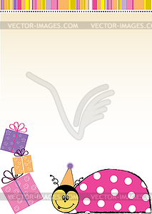 Happy birthday card with ladybug - vector clipart