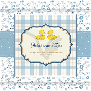 Delicate babies twins shower card - vector image