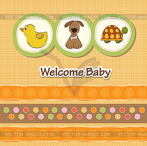 Baby shower card with funny animals - vector clip art