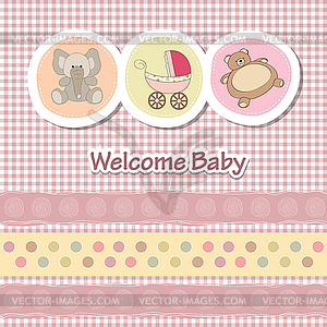 Baby shower card with funny animals - vector clipart