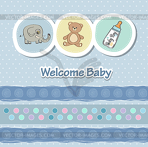 Baby shower card with funny animals - vector image