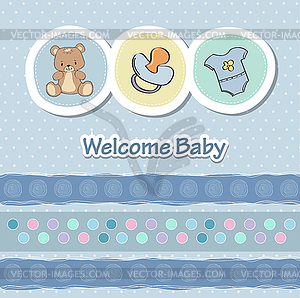 Baby shower card with funny animals - vector clipart