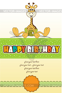 Baby shower card with baby giraffe - vector clipart