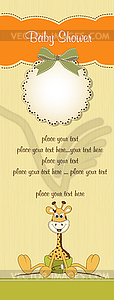Baby shower card with baby giraffe - vector clipart