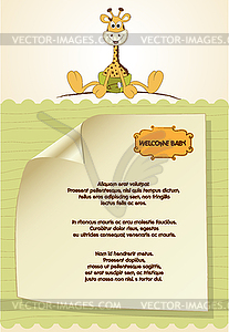 Baby shower card with baby giraffe - vector clip art