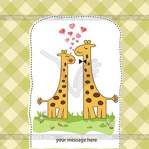 Funny giraffe couple in love - vector clipart / vector image