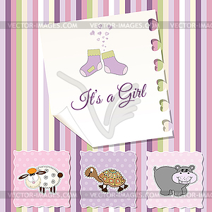 New baby girl shower invitation - vector clipart