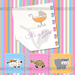 New baby girl shower invitation - vector clipart