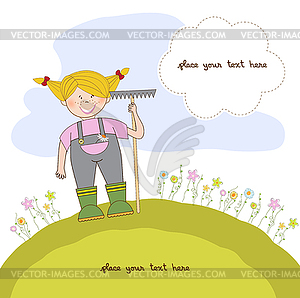 Young gardener who cares for flowers - vector clip art