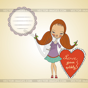 Pretty young girl in love - royalty-free vector clipart