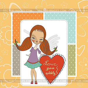 Pretty young girl in love - vector clipart