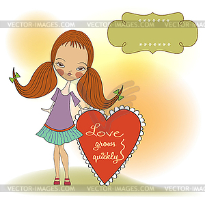 Pretty young girl in love - vector clipart / vector image