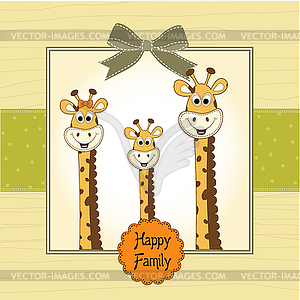 Happy giraffe family - vector clip art