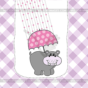 New baby invitation with hippopotamus - royalty-free vector clipart