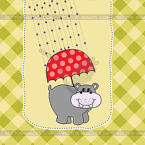 New baby invitation with hippopotamus - vector image