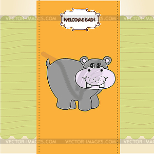 New baby invitation with hippopotamus - vector clipart