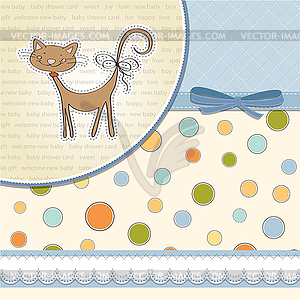 New baby shower card with cat - vector image