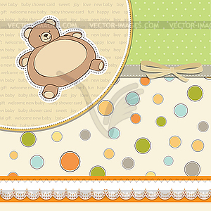 Baby shower card with teddy - vector image