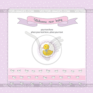 Baby shower card with little duc - vector clip art