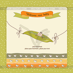 Little boy sleeping in pea been, baby announcement - royalty-free vector clipart