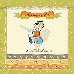 New baby announcement card with kid - vector image
