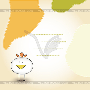 New baby announcement card with chicken - vector image