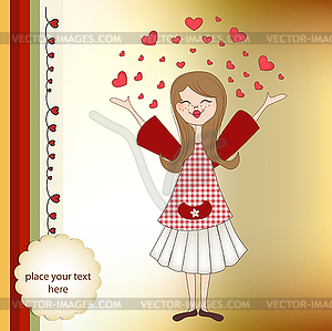 Pretty girl in love - color vector clipart