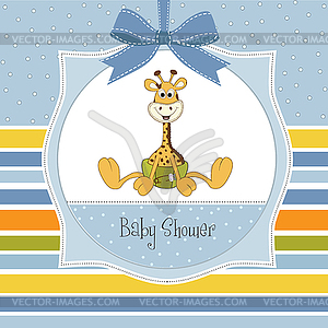 Baby shower card with baby giraffe - royalty-free vector clipart