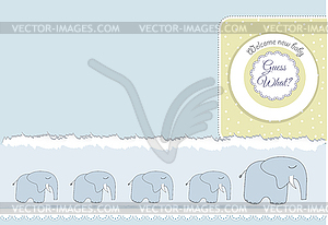 New baby announcement card with elephant - vector clipart