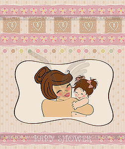 Young mother holding new baby girl - vector clip art