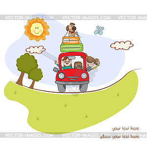 Man and woman traveling by car - vector image