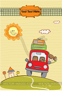 Woman traveling by car - vector clip art