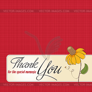 Thank you greeting card with flower - vector image