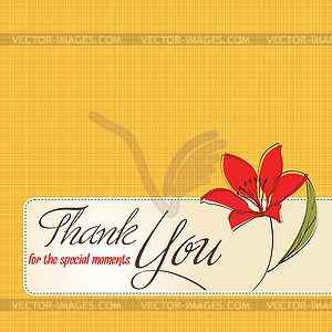 Thank you greeting card with flower - vector image