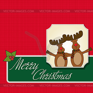 Christmas card with reindeer - vector image