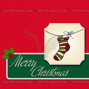 Christmas greeting card with socks - vector image