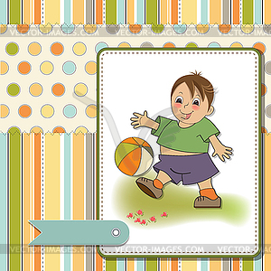 Little boy playing ball - vector clipart