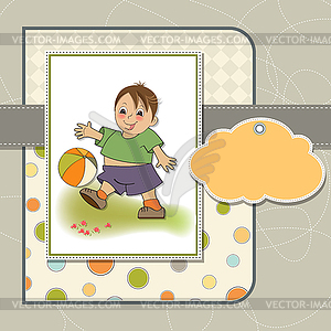 Little boy playing ball - vector clip art